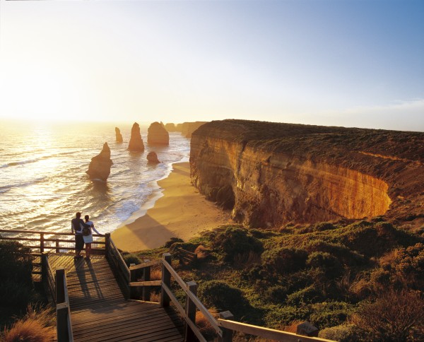 Sunrise over the Twelve Apostles limestone stacks Port Campbell National Park Victoria