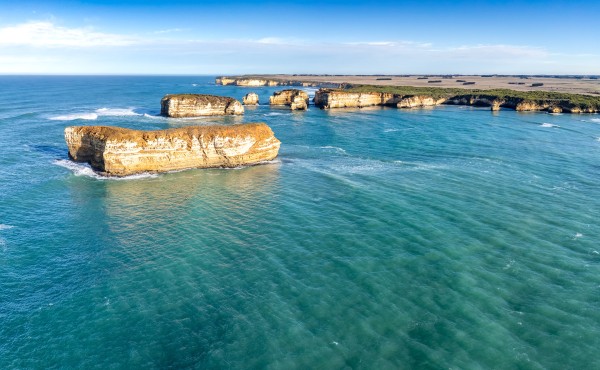 Drone shot of the Bay of Islands near Port Campbell victoria