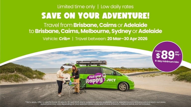 Crib+ Plus Campervan Hire Deal from $89 Per Day