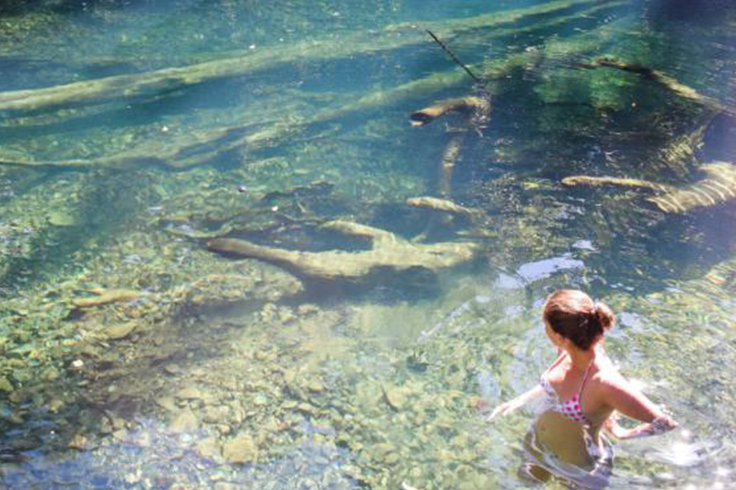 cairns to cape tribulation road trip itinerary 3 girl swims in pool in daintree rainforest
