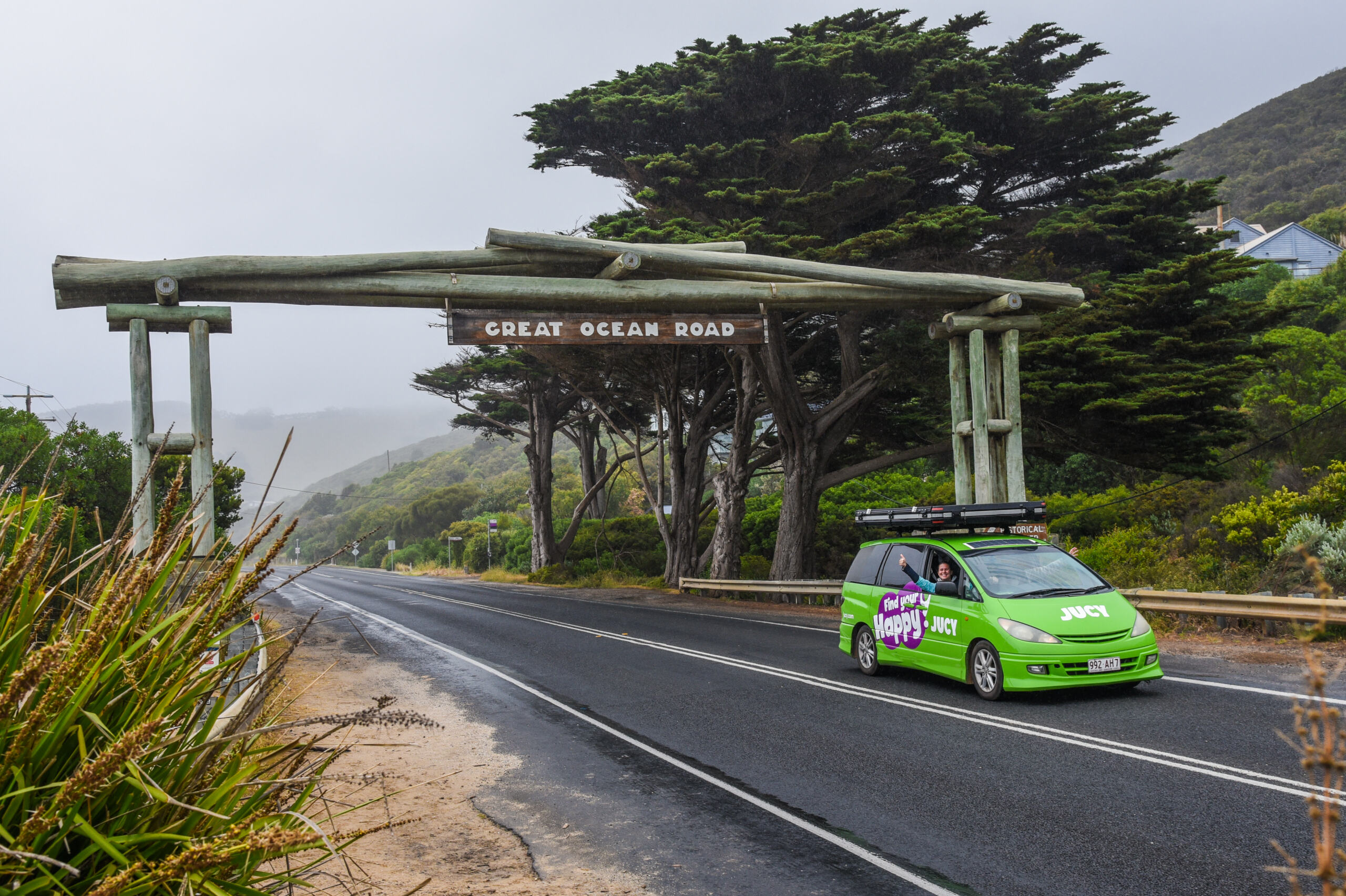 JUCY Crib Plus campervan driving on the Great Ocean Road Victoria