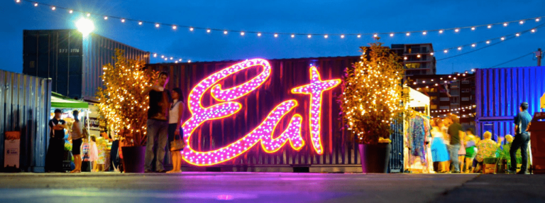 Eat street neon sign entrance