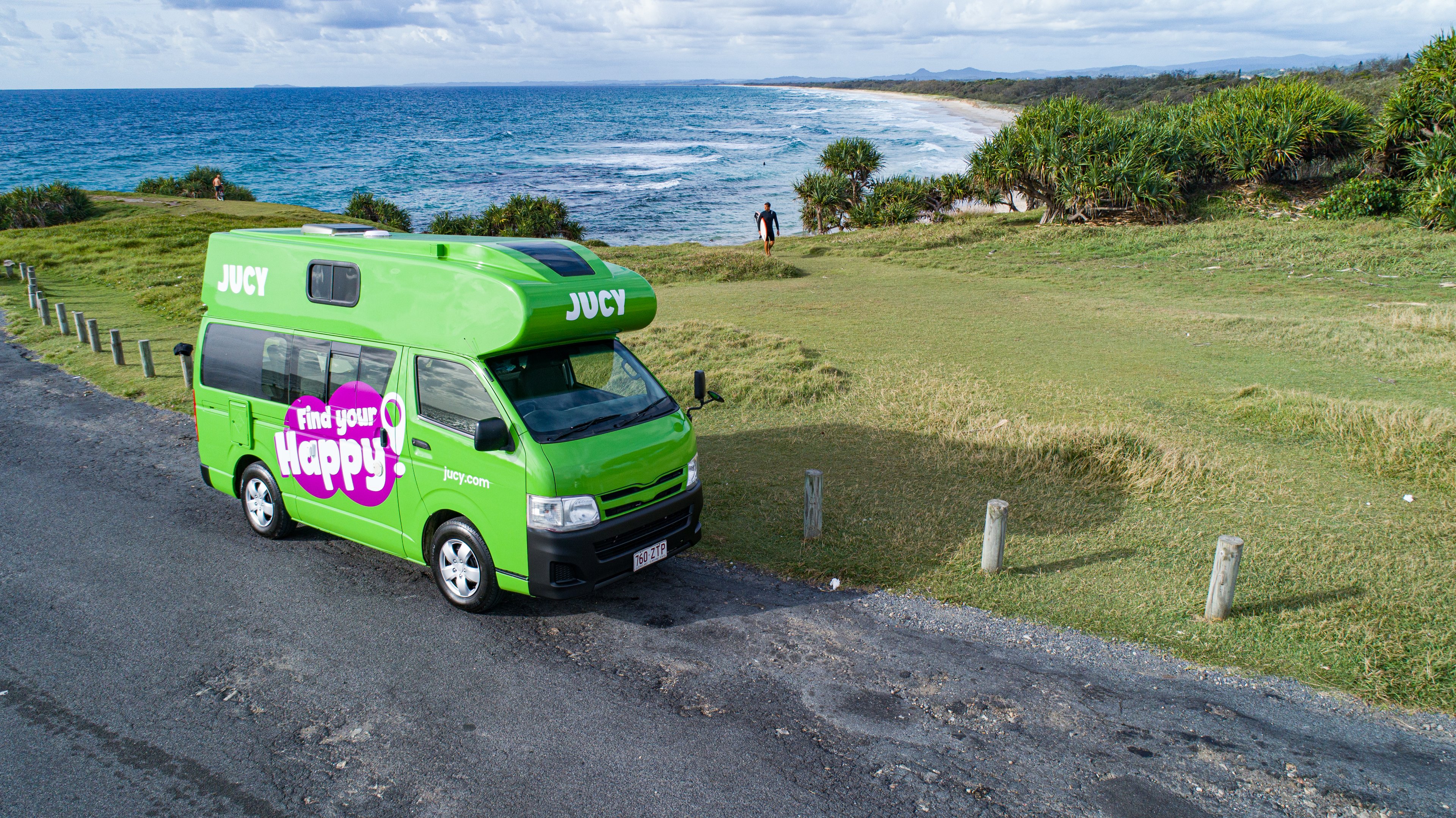 JUCY Condo Camervan Hire From Brisbane Parked at Byron Bay Beach
