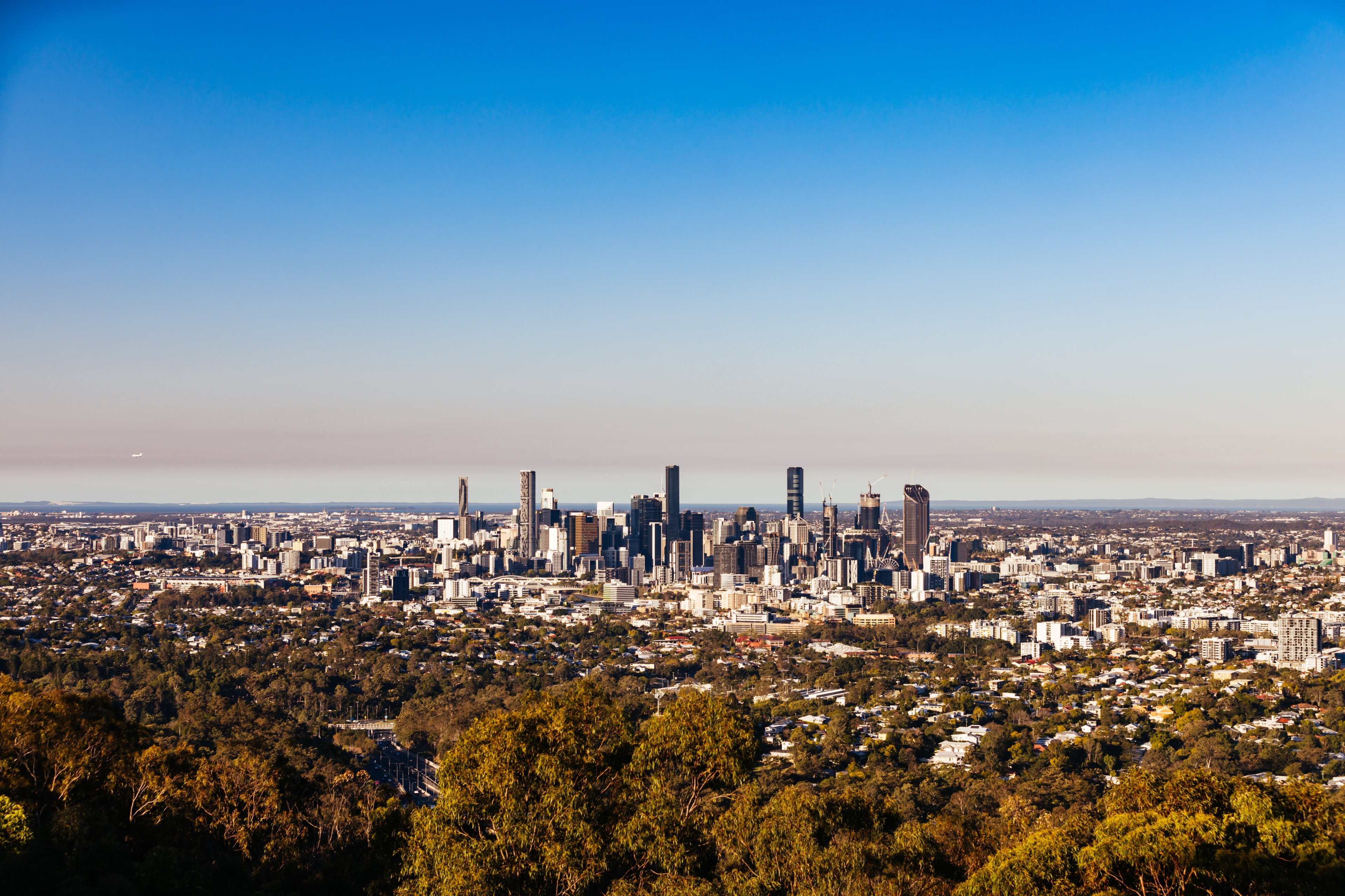 Mt Coot-tha lookout over Brisbane CBD skyline