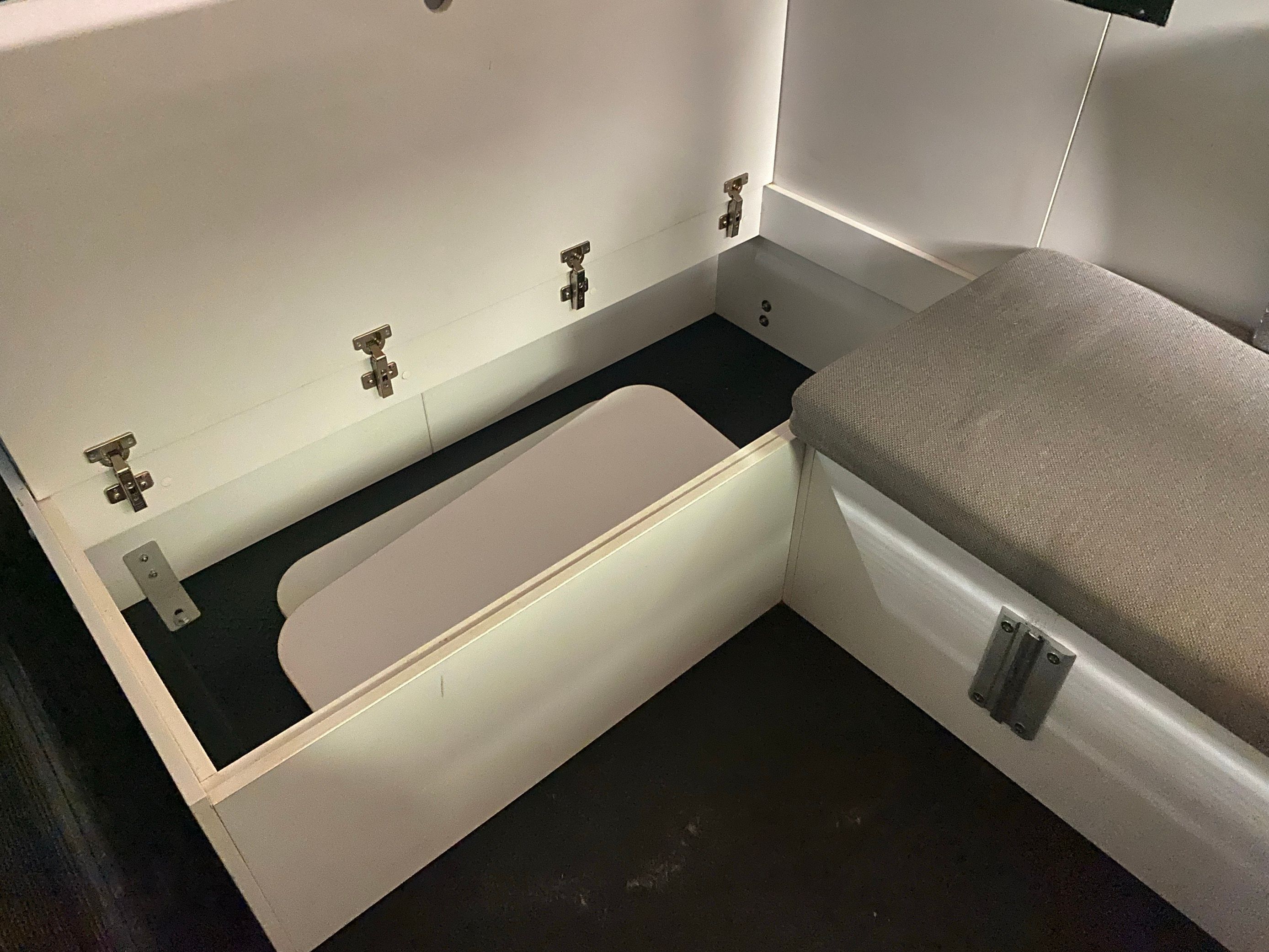 Storage - Storage space underneath bench seats and space for a surfboard inside. 