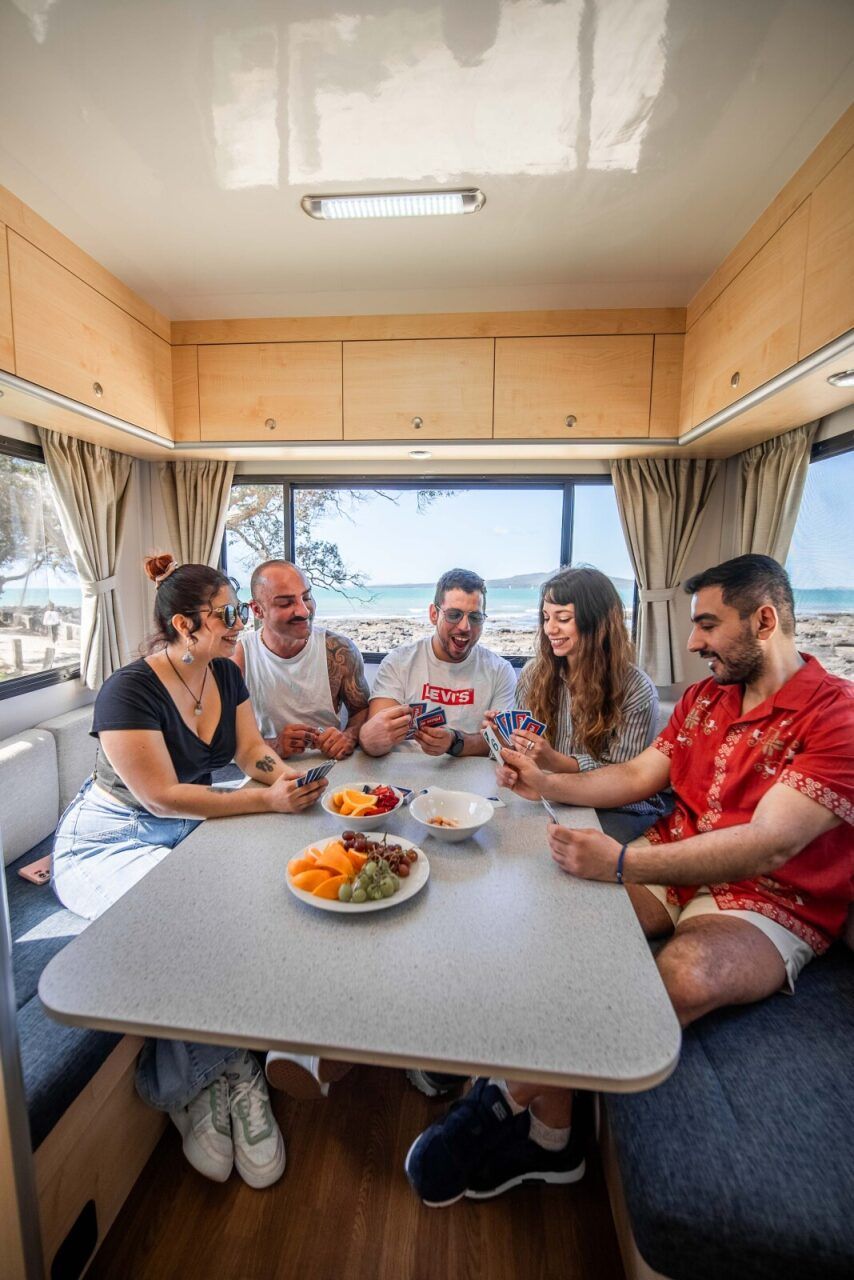 Inside table - Dine, play, or chill at the table – the perfect spot for cards, dinner, or a daytime lounge.